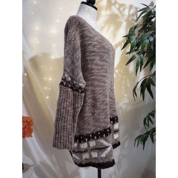 Free People Oversized Fair Isle Wool Mohair Slouchy Knit Sweater Womens Size XS - Picture 5 of 12